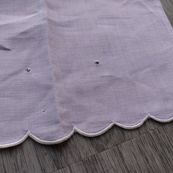 Vintage Mauve Tea Towel Napkin Fuchsia Flower Applique Light Pale Purple - Picture 8 of 13